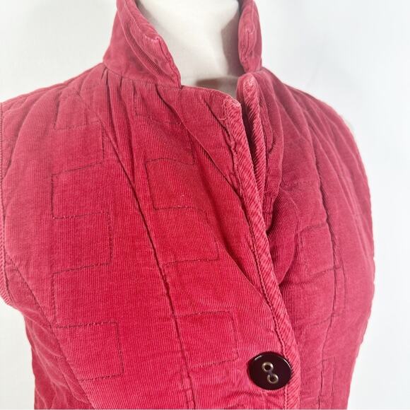 Habitat Size Small Red Quilted Sleeveless Button Front Jacket Vest - Picture 5 of 11